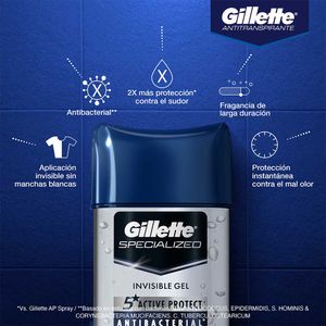 Desodorante Antitranspirante Gillette Invisible Antibacterial Gel 113 G X2 Unds