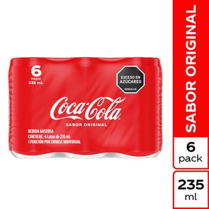 Gaseosa Coca Cola Original 235 Ml X6 Unds