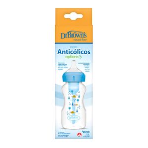 Tetero Boca Ancha  9 Oz Nivel-1 Azul Nevado y Pinos -  Dr Brown's