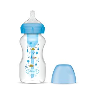 Tetero Boca Ancha  9 Oz Nivel-1 Azul Nevado y Pinos -  Dr Brown's