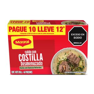 Caldo con Costilla MAGGI Desmenuzado paga 10 lleva 12 sobres x 108 G
