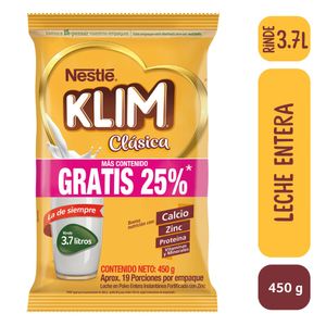 Leche en polvo KLIM Clásica x 450g gratis 90 G