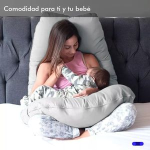 Almohada Embarazo Cuerpo Entero Antidolores Tela Peluche Forro Interno Gris