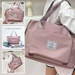 Bolsa De Viaje Plegable Expandible Repelente Al Agua Seca Rosa