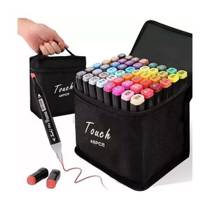 Kit De Marcadores De 48 Rotuladores Doble Punta Base Alcohol