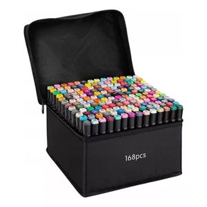 Kit De Marcadores De 168 Rotuladores Doble Punta Base Alcohol