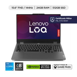 Pc Portatil Lenovo Loq 15Iax9 Ci5Hx 24Gb 512Gb 15,6"