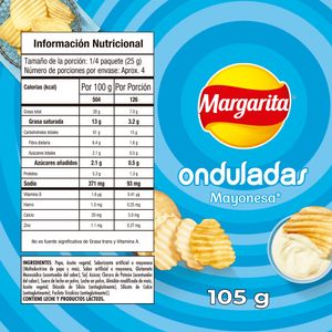 Snack Papas Margarita Onduladas Mayonesa 105 Gr