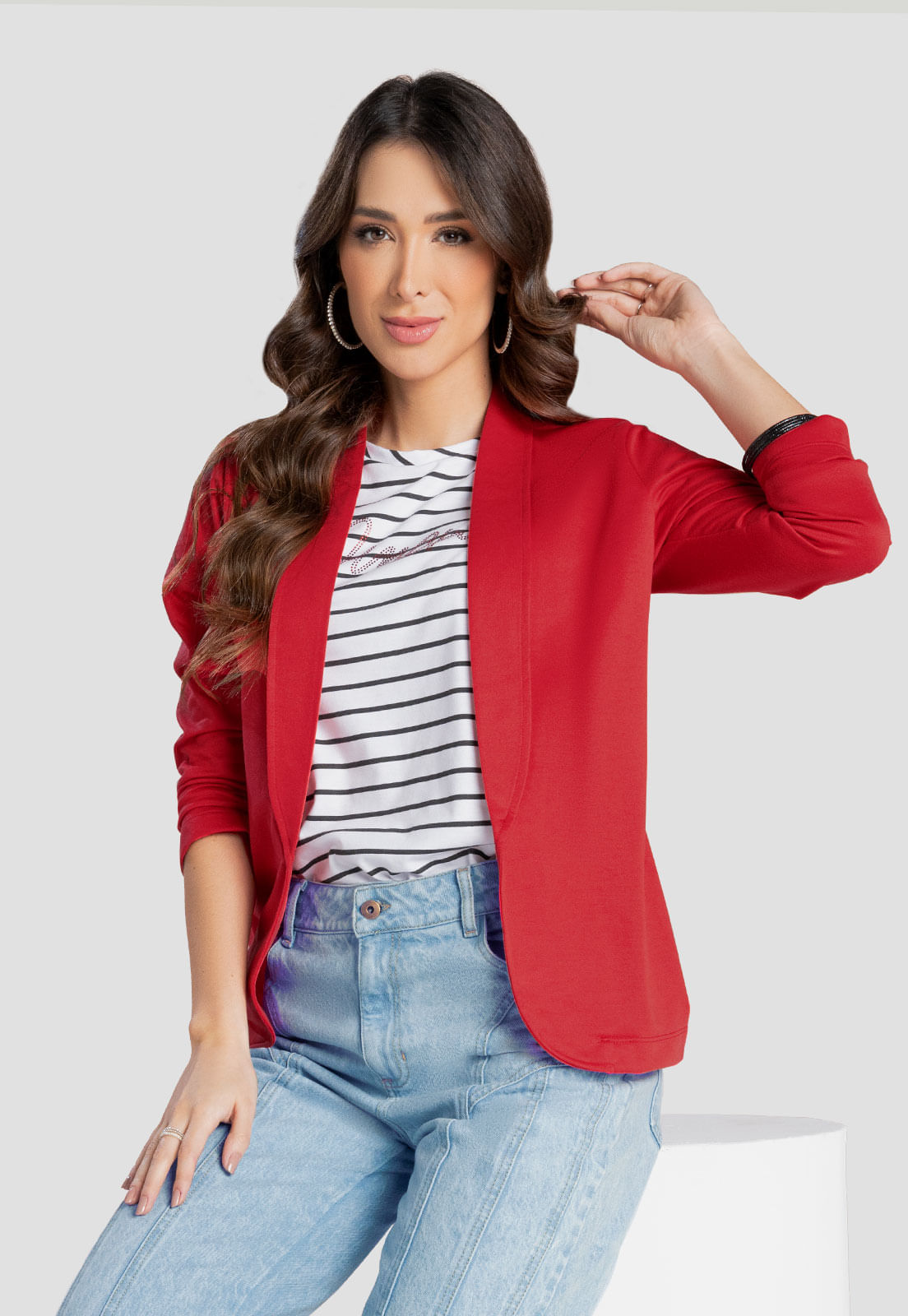 Blazer Chaqueta Jeans Roja Mujer Aprovecha Blazer Mujer Rojo
