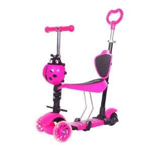 Patineta Monopatín Scooter 5 En 1 Luz Led Musical Mariquita Rosa
