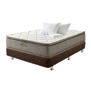 Combo Colchón Fantasía Galaxy 160 x 190 Cm + Basecama Lino Café + Almohada Económica + Protector