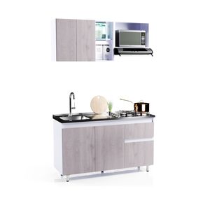 Cocina Integral Rosy 150cm NO Incluye Meson Bertolini Color Ceniza y Blanco