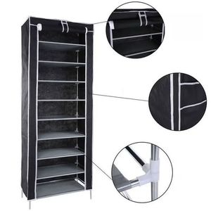 Zapatero Closet De 9 Niveles Armable En Tela Negro