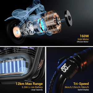 Mini Moto Eléctrica Para Niños 5Color12 Años Bluetooth 24v 160w