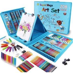 Set De Arte Niños Maleta 208 Piezas Dibujo Creativo Infantil Color Azul