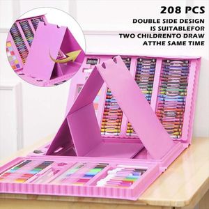 Set De Arte Niños Maleta 208 Piezas Dibujo Creativo Infantil Color Rosa