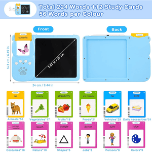 Tableta Mágica Lcd 2en1 Lector Tarjetas Didácticas Bilingüe Azul