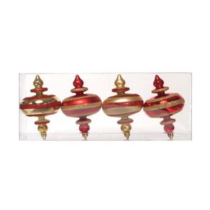 Juego 4 Ornamentos Rojo - Dorado  8X12.5Cm