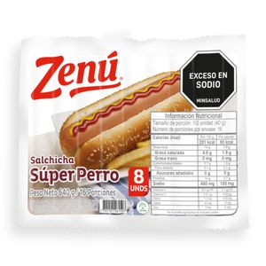 Salchicha Zenú Súper Perro 640 G X8 Unds