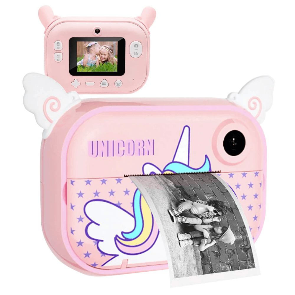 Cámara De Impresión Instantánea Para Niños – 1080P, Pantalla TFT De 2'' Con Música Y Juegos (Rosa)