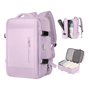 Morral Viaje Maleta De Mano Impermeable Expandible Dama Usb-Lila