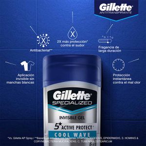 Desodorante Antitranspirante Gillette Specialized Cool Wave Invisible Gel 45 G