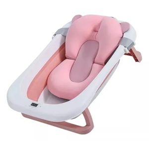 Bañera Tina Plegable Con Termómetro Y Cojín Bebe En Silicona Rosa