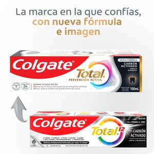Crema Dental Colgate Total Carbón Prevención Activa 75 Ml X3 Unds