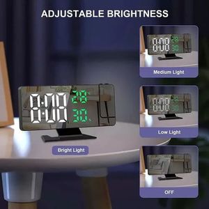 Reloj Despertador De Proyección Digital Led Con Espejo