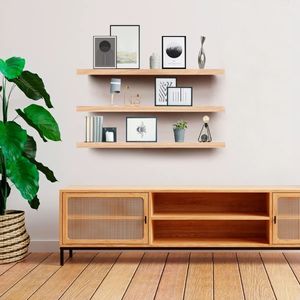 Repisas Flotantes 3 Unidades Minimalistas 80x15cm Beige