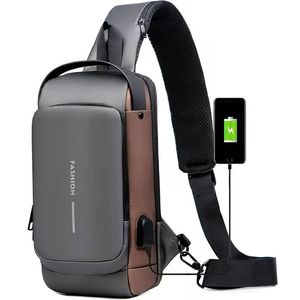 Bolso Antirobo Manos Libres Mini Morral Unisex Tipo Pechera Negro Café