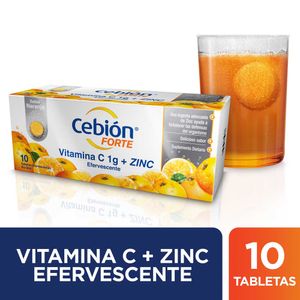 Cebion Forte 1G Zinc Sabor Naranja Comprimidos Efervescentes 10 Unidades