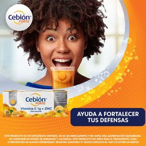 Cebion Forte 1G Zinc Sabor Naranja Comprimidos Efervescentes 10 Unidades