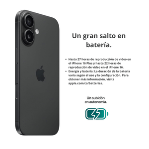 Celular iPhone 16 128GB Negro - Puerto SIM
