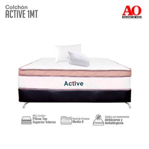 Combo Colchon AO Active Sencillo 100 X 190 + Forro Protector + 1 Pomposita
