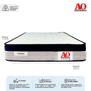 Colchon AO Hard Foam Doble 140 X 190 X 25 Espuma