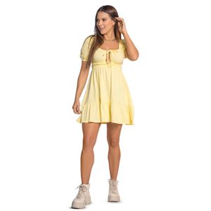Vestido Corto Mujer Amarillo Pastel Atypical 4537