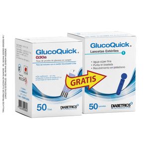 Glucoquick Diabetrics G30a D40 Tira De Prueba X50 Unds + Lancetas X50 Unds