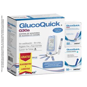 Glucoquick Diabetics Tirillas G30a X50 Unds + Gratis Glucometro + Lancetas