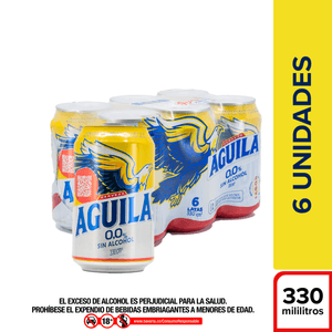 CERVEZA AGUILA S/ALCOHOL 330ML X6