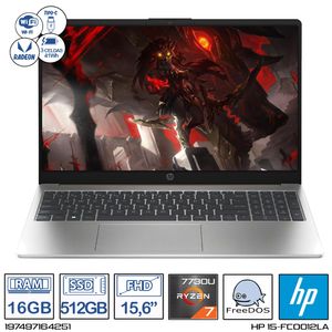 Computador Portatil HP 15-fc0012la AMD Ryzen 7-7730U Ram 16GB - 512GB - FHD 15,6 Pulgadas