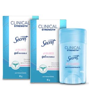 Desodorante Antitranspirante en gel Secret Clinical Strength pH Balanced 45 Gr x2 Unds