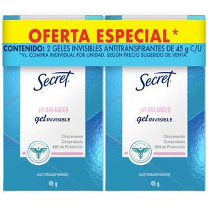 Desodorante Antitranspirante en gel Secret Clinical Strength pH Balanced 45 Gr x2 Unds