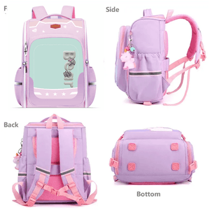 Morral Escolar Para Niños Maleta 3d Impermeable Estudiantil-Lila