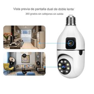 Cámara De Seguridad Bombillo Robot 2 Lentes Wifi 2.4/5g V380