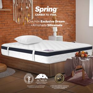 Combo Colchón Doble Spring Exclusive Dream 140 x 190 x 29 cm + Set Almohadas