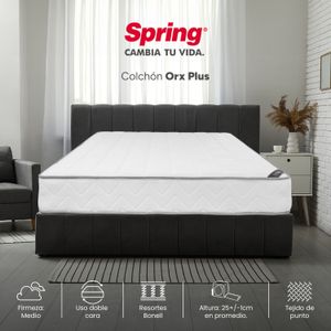 Colchón Doble Spring Blanco Resortado 140 x 190 x 26 cm
