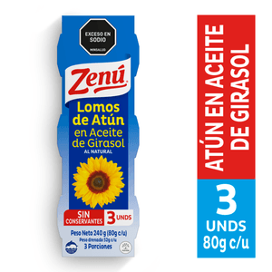 ATUN ZENU LOMO E/ACEITE GIRASOL 80g X3