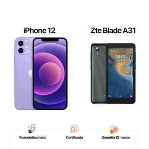 Celular Reacondicionado iPhone 12 128Gb purpura +Android gama baja