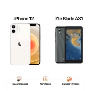 Celular Reacondicionado iPhone 12 256Gb Blanco + Android gama baja